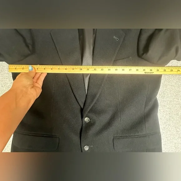 Bill Blass Blazer Mens 44R Black 100% Camel Hair Sport Coat Made in USA‎